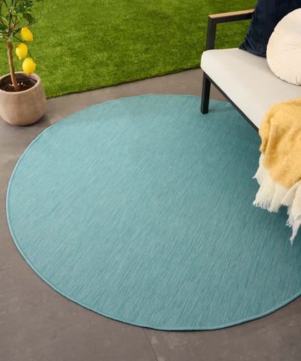 Buitenkleed rond effen - Flip turquoise 200