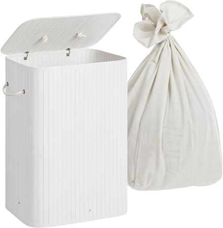 Wasmand met deksel - 80 liter - opvouwbaar - wit