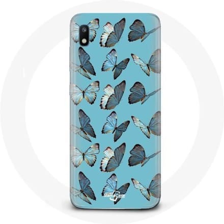 Coque - Samsung - Galaxy A10 - Papillons - Souple - Bleu bleu