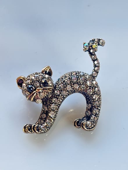 Vibe - broche - kat - doorzichtig - zilver - juweel - geschenk - accessoires - verjaardag