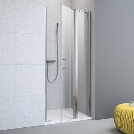 Megabad Profi Collection Planplus hinged door with fixed part for niche 140 x 195 cm right-hand hinge