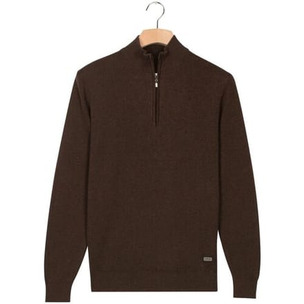 Baileys Trui Half Zip Allover Two-Tone Fine Texture Dark Brown / male
