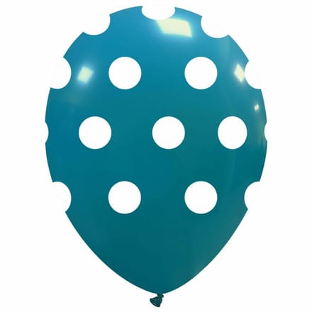 Turquoise Polka dots Ballonnen, 6 stuks, 30 cm