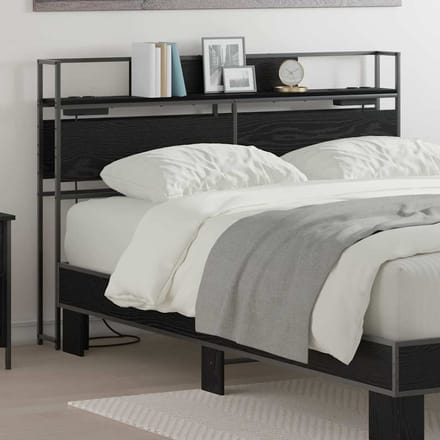 Tête de lit avec rangement Bois à base de panneaux Effet Chêne Noir