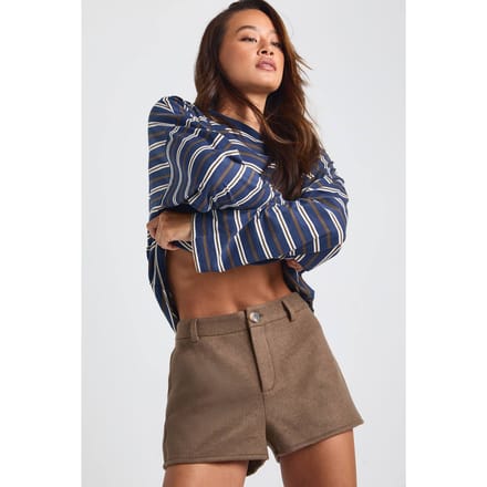 boohoo Dames Lang wol look kort | Chocoladebruin | Maat: 36