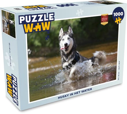 Puzzel Husky in het water - Legpuzzel - Puzzel 1000 stukjes volwassenen