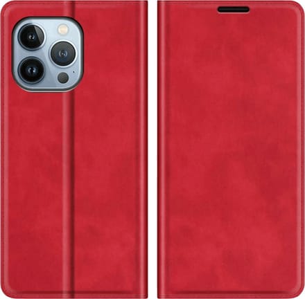 Just in Case hoesje geschikt voor iPhone 14 Pro - Hoesje met Pasjeshouder - Luxe Book Case - Rood
