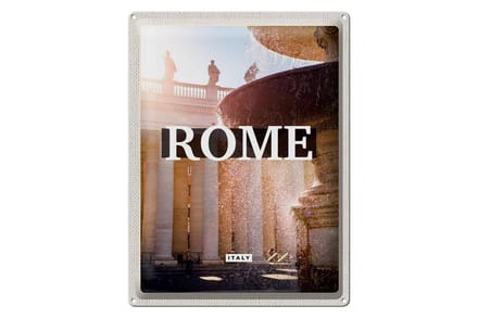 Blechschild Reise 30x40cm Rom Italien Brunnen Mittelalter