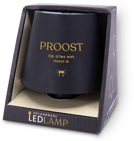 Oplaadbare Led Tafellamp - fleslamp - met tekst - Proosten