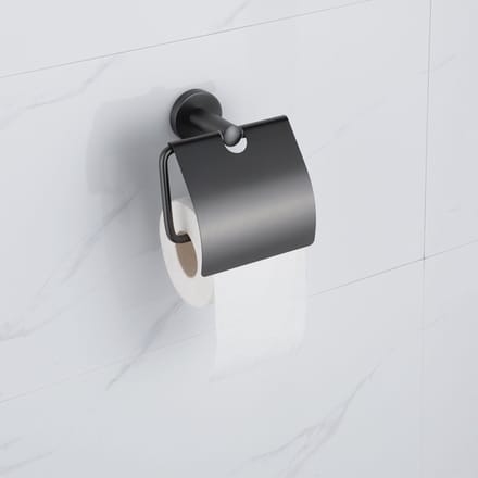 FugaFlow Eccelente Acces - toiletrolhouder - met klep - Geborsteld Gunmetal PVD