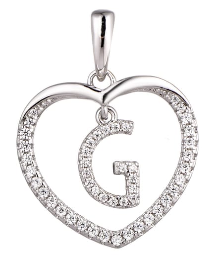 N3 Collecties 925 Hartje zilver Ketting met Hanger -Letter G