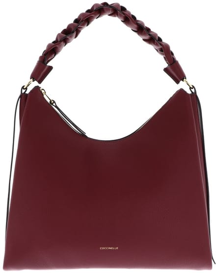 COCCINELLE Leren schoudertas Boheme Grana Double Shoulder Bag Ribes / Prune (rood)paars