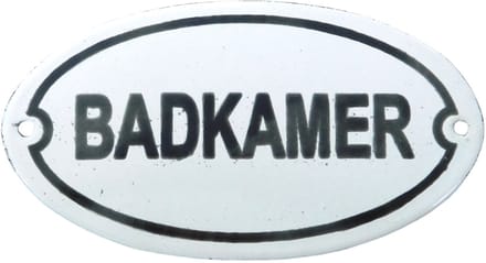 Bordje emaille "badkamer" voor op de deur