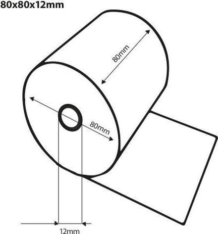 Kassarollen thermische rollen 80 x 80 x 12 mm - 50 per doos