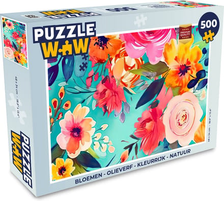 Puzzel Bloemen - Olieverf - Kleurrijk - Natuur - Legpuzzel - Puzzel 500 stukjes
