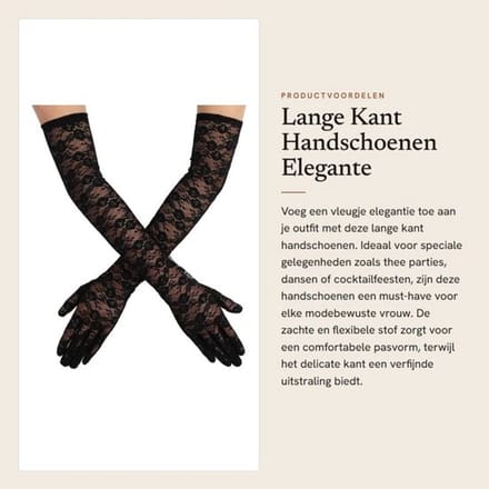 Handschoenen Lange Kant - Heren/Dames - Elegant - Bruiloften - Avondfeesten - 54cm Verlengd