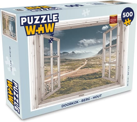 Puzzel Doorkijk - Berg - Hout - Legpuzzel - Puzzel 500 stukjes