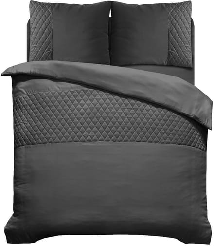 Husch Dekbedovertrek Velvet Band - 200x200/220 - Antraciet
