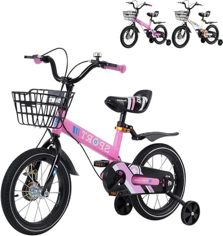 Kinderfiets - Loopfiets - Leren fietsen - Stevig stalen frame - 16 inch - Roze