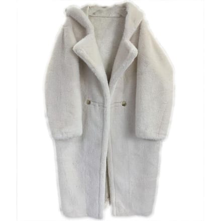 Pelsjas Dames Europese Nerts Capuchon Imitatie Nerts Teddybeerjas Lang One size white
