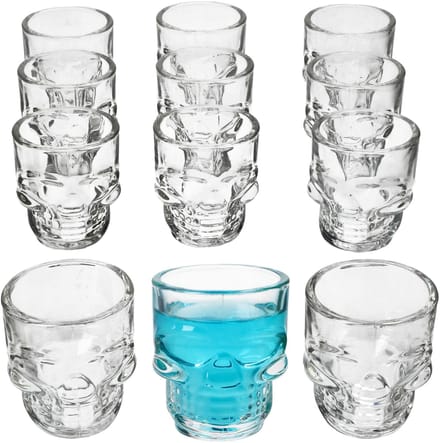 12-delige set doodskop shotglaasjes 5cl van glas - 27022085