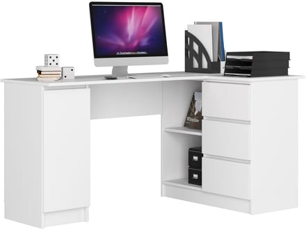 Hoekbureau Rechts B20 / Computerbureau / Computer Tafel / Bureautafel Rechts /Wit / 155 x 77 x 85 cm