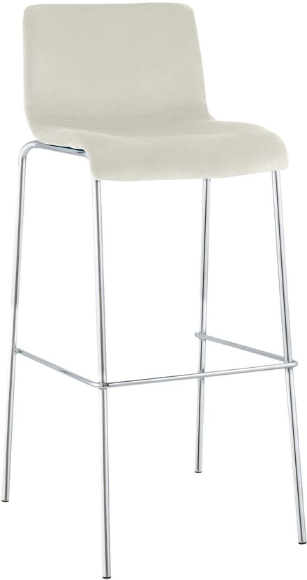 CLP Barkruk Hover - met rugleuning - vierpoot frame Chroom - velvet - fluweel - creme/chroom