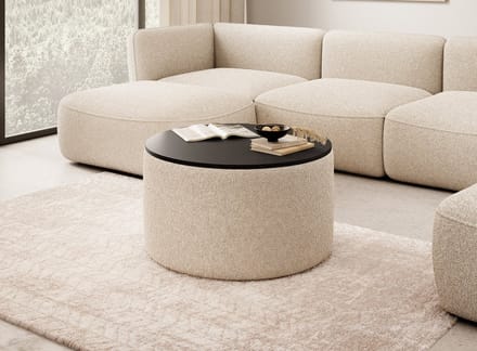 Meubella - Salontafel Marcio - Beige teddystof - Boucle - 75 cm