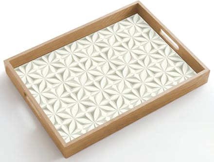 Dienblad hout 50x35 cm - Schootdienblad - Abstract - Structuur - Grijs - Wit - Borrelplank rechthoek - Plateau dienbladen