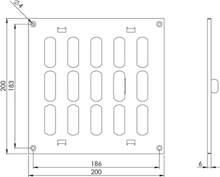 Metalen rooster verstelbaar 200x200 wit - MR2020R - RAL9016