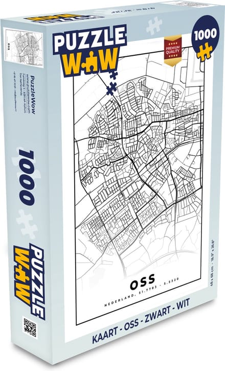 Puzzel Kaart - Oss - Zwart - Wit - Legpuzzel - Puzzel 1000 stukjes volwassenen