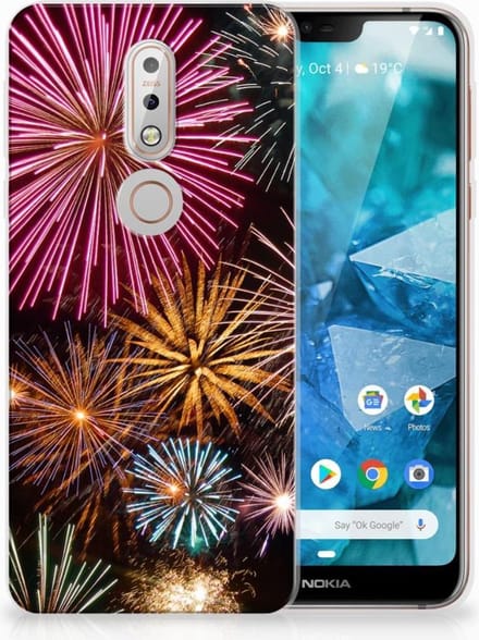 Back Cover voor Nokia 7.1 Silicone Back Cover Vuurwerk