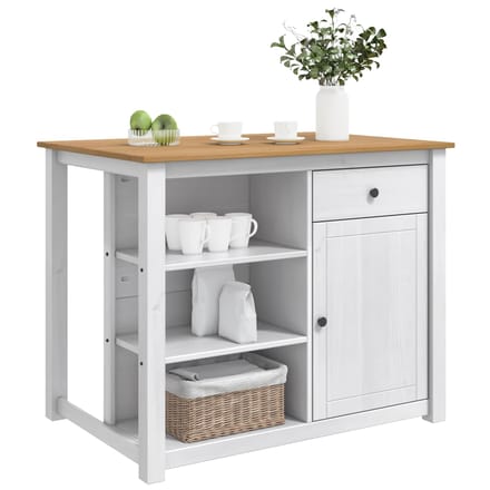 vidaXL Keuken Eiland Set PANAMA Wit en Honing Was 112 x 77 x 90 cm