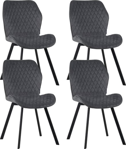 Colenis® - Rio eetkamerstoel - Set Van 4 - Grijs - Fluweel - Velvet - Industrieel - Stoel