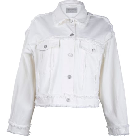 AllSaints Claude Fray Jacket Cream White Taglia: 44 | Giacche di jeans Outlet | Donna | Bianco