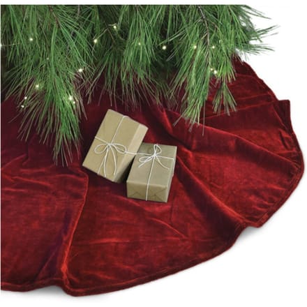 Unique Living Kerstboomrok - velvet rood - D120 cm - polyester - kerstboomkleed - rok voor kerstbomen