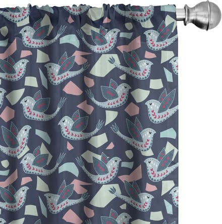 ABAKUHAUS Vogel Voorhangen – 2x75x175 cm – Microvezel – Multicolor