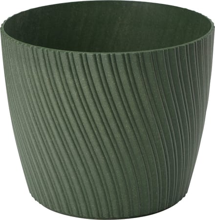 Form Plastic Plantenpot/bloempot Waves - kunststof - donkergroen - D17 x H14 cm - rond