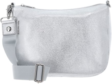 MANDARINA DUCK Leren schoudertas Mellow Metal Hobo Silver zilverkleurig