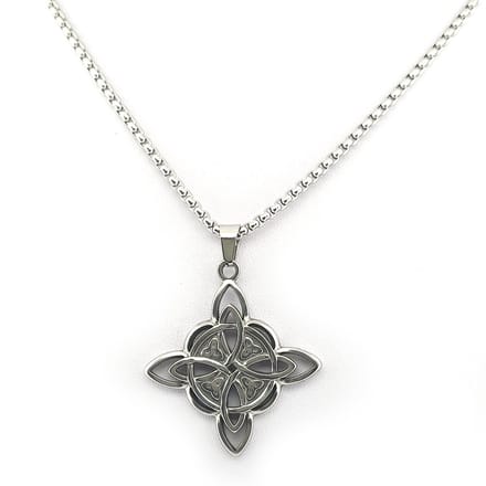 Stalen zilverkleurige herenketting met sierlijke keltische Viking knoop hanger - 60 cm - stainless steel