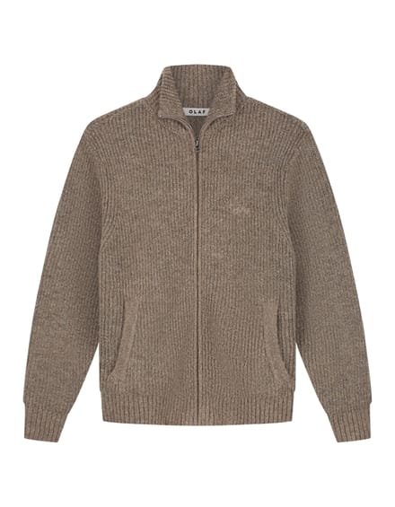 Olaf Signature Zip Knitted Sweaters Bruin M260706