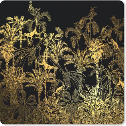 Muismat 20x20 cm - Mousepad Jungle - Goud - Zwart - Muismatten
