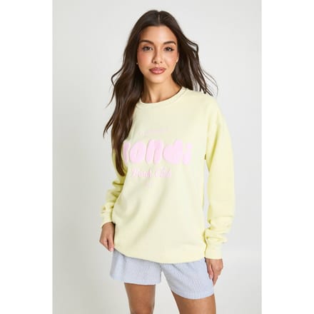 boohoo Dames Bondi Bedrukte Gewassen Oversized Sweatshirt | Citroen | Maat: Small