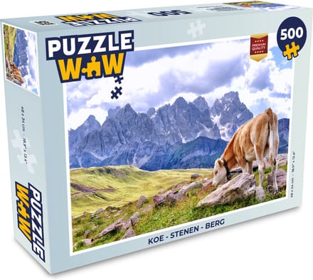 Puzzel Koe - Stenen - Berg - Legpuzzel - Puzzel 500 stukjes