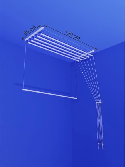 Heavy-duty Ruimtebesparend Plafond Droogrek - 6 stangen elk 120 cm lang