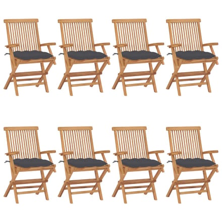 vidaXL - Inklapbare - stoelen - 8 - st - met - antracietkleurige - kussens