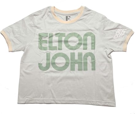 Elton John - Retro Text Ringer Crop top - S - Grijs