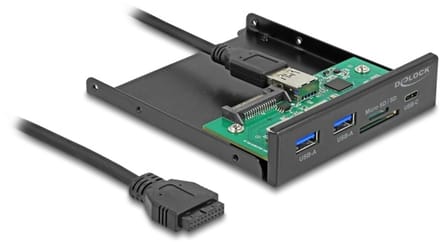 Delock 3.5″ Frontpanel USB 5 Gbps met USB-C, 2x USB-A en SD-kaartlezer