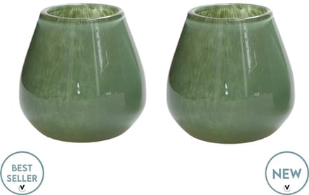 Waxinelichthouder Tasman Elite - XSmall - Groen - Set van 2 - Ø12,5 x H11,5 cm