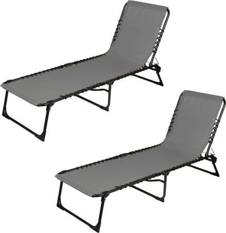 "LE PLAYA" – SET VAN 2 LIGBEDDEN GRIJS ANTRACIET 187X56XH26/85CM